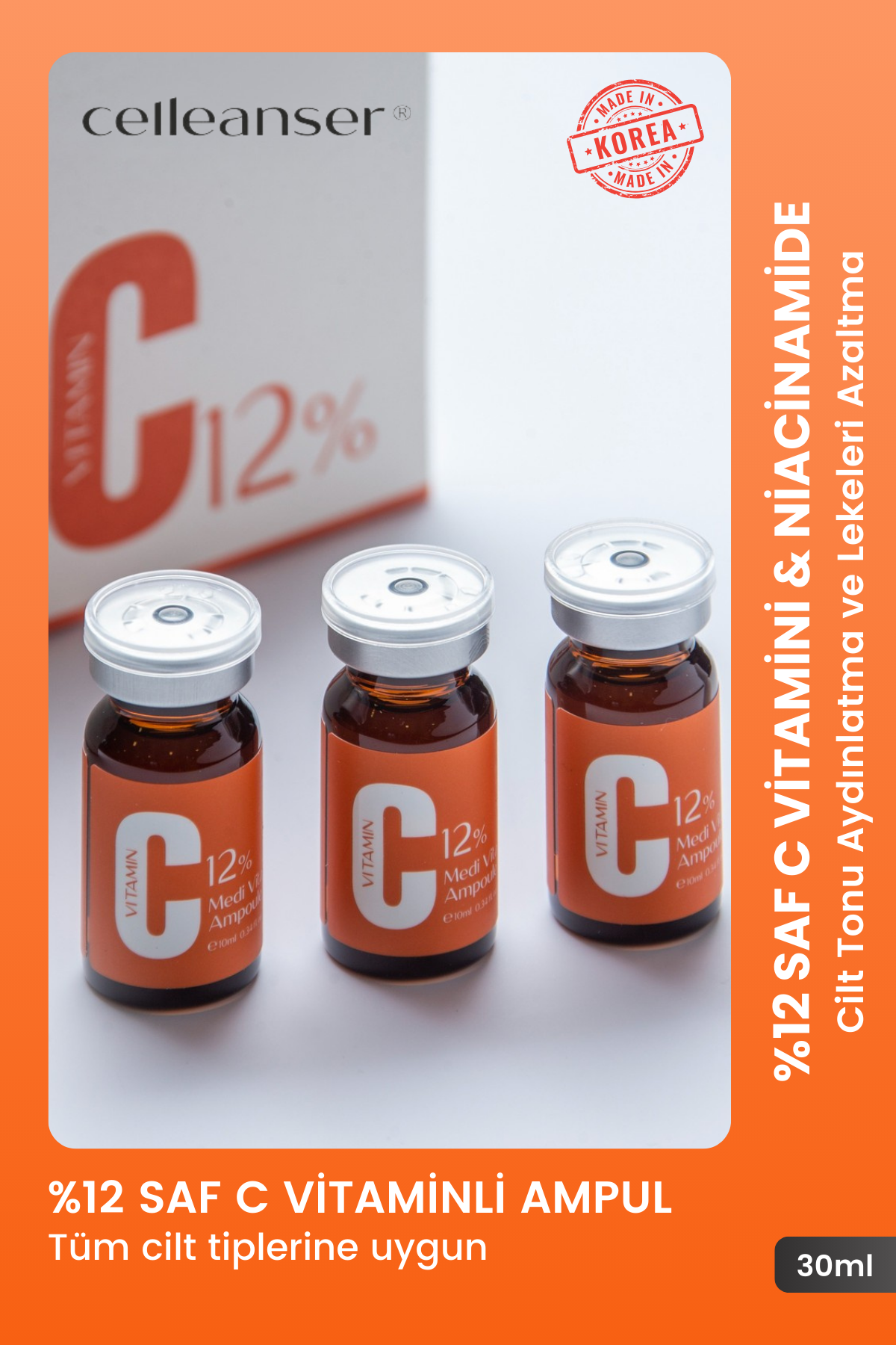 Celleanser Medi Vita Ampoule: Anti-Stain Ampoule with 12% Ascorbic Acid