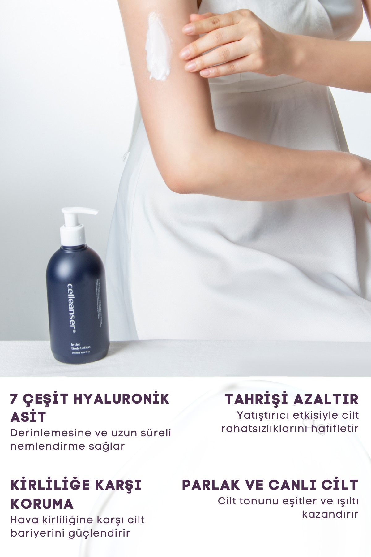 Celleanser Le Ciel Body Lotion 300 ml - Fortified with 7 Types of Hyaluronic Acid