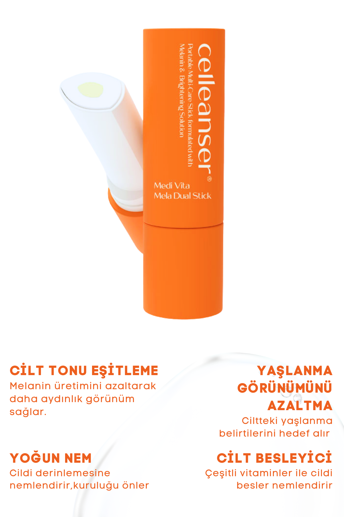 Celleanser Medi Vita Mela Dual Stick: Brightening Skin Care Stick with Patented Content