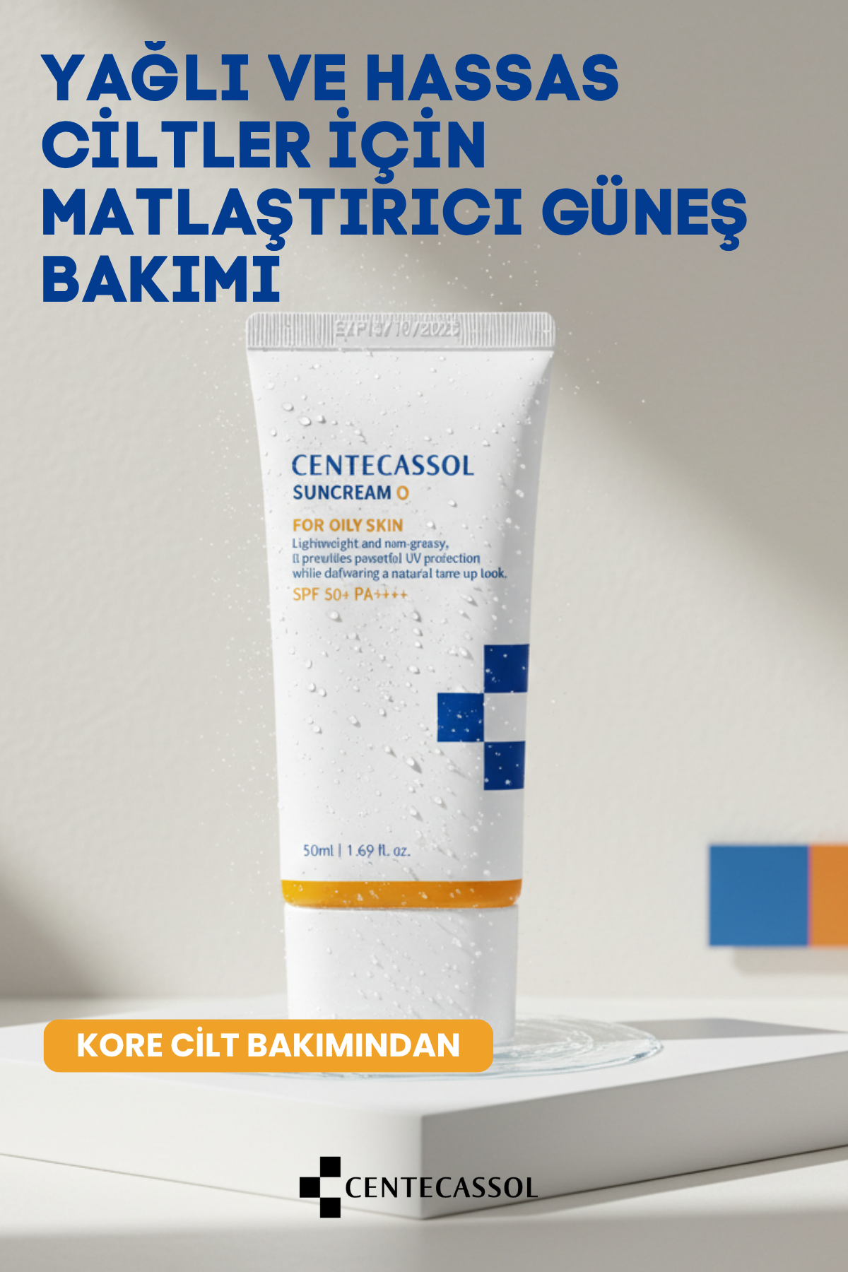 CENTECASSOL Suncream Oily Skin - Yağlı Ciltlere Özel Sebum Dengeleyici ve Matlaştırıcı Kore Güneş Kremi SPF 50+ PA++++