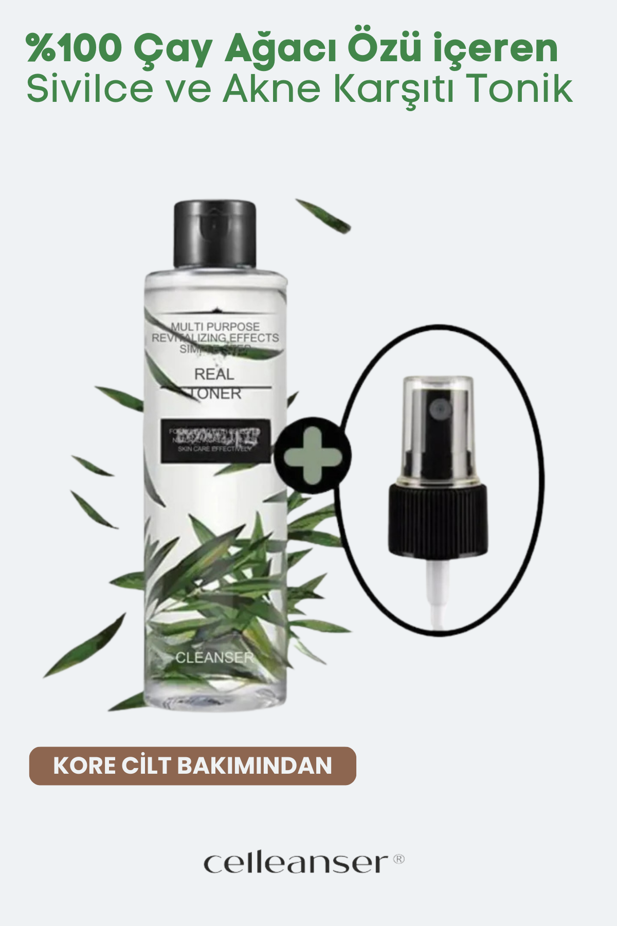 Celleanser Tea Tree Toner 200 ml - Natural Acne and Blackhead Cleanser