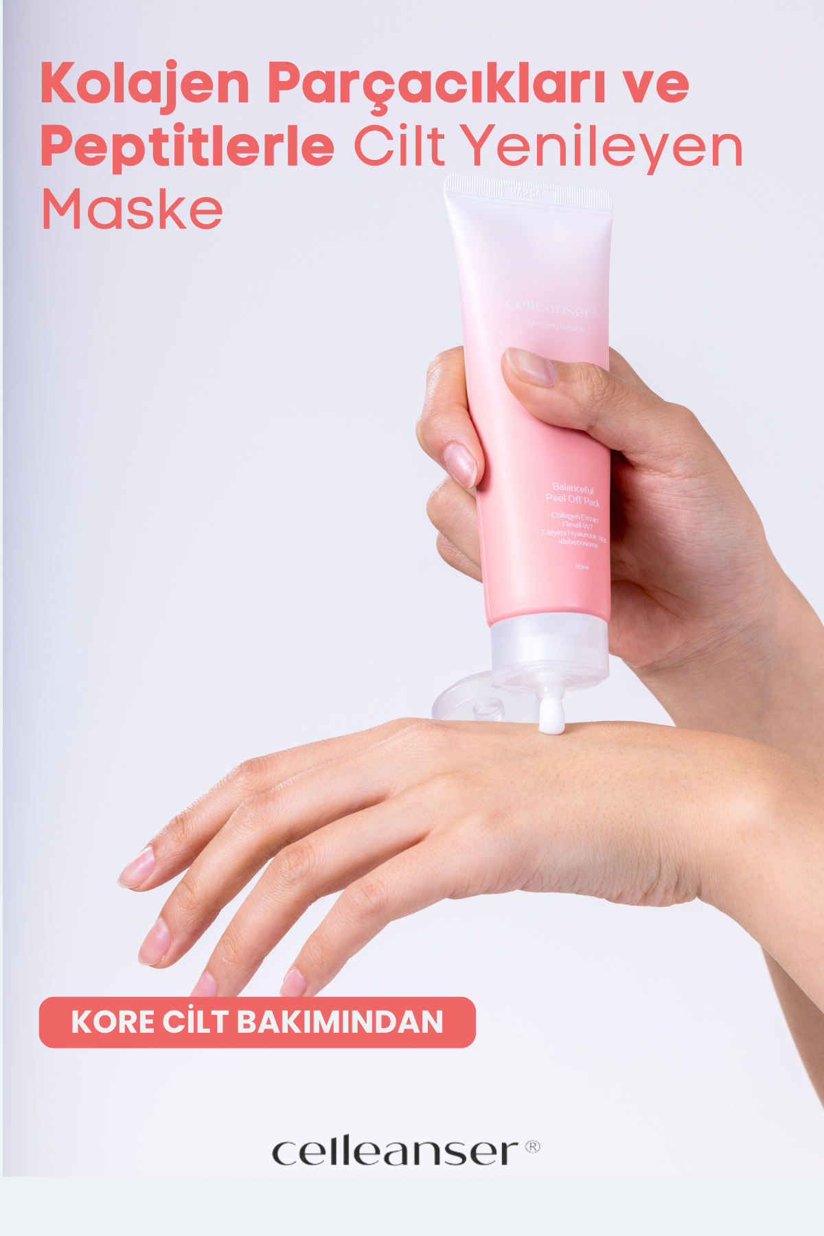 CELLEANSER Balenceful Kolajen ve Peptit İçeren Soyulabilir Yüz Maskesi