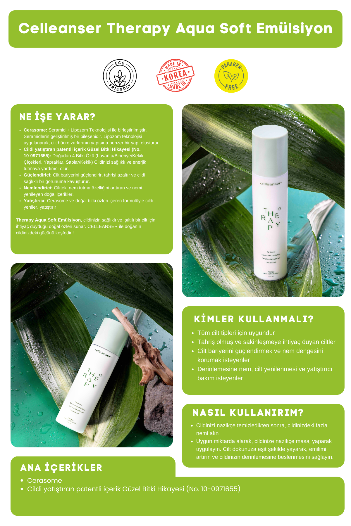 Cerasome ve Patentli İçerik İçeren Nemlendirici ve Yatıştırıcı Therapy Aqua Soft Emülsiyon