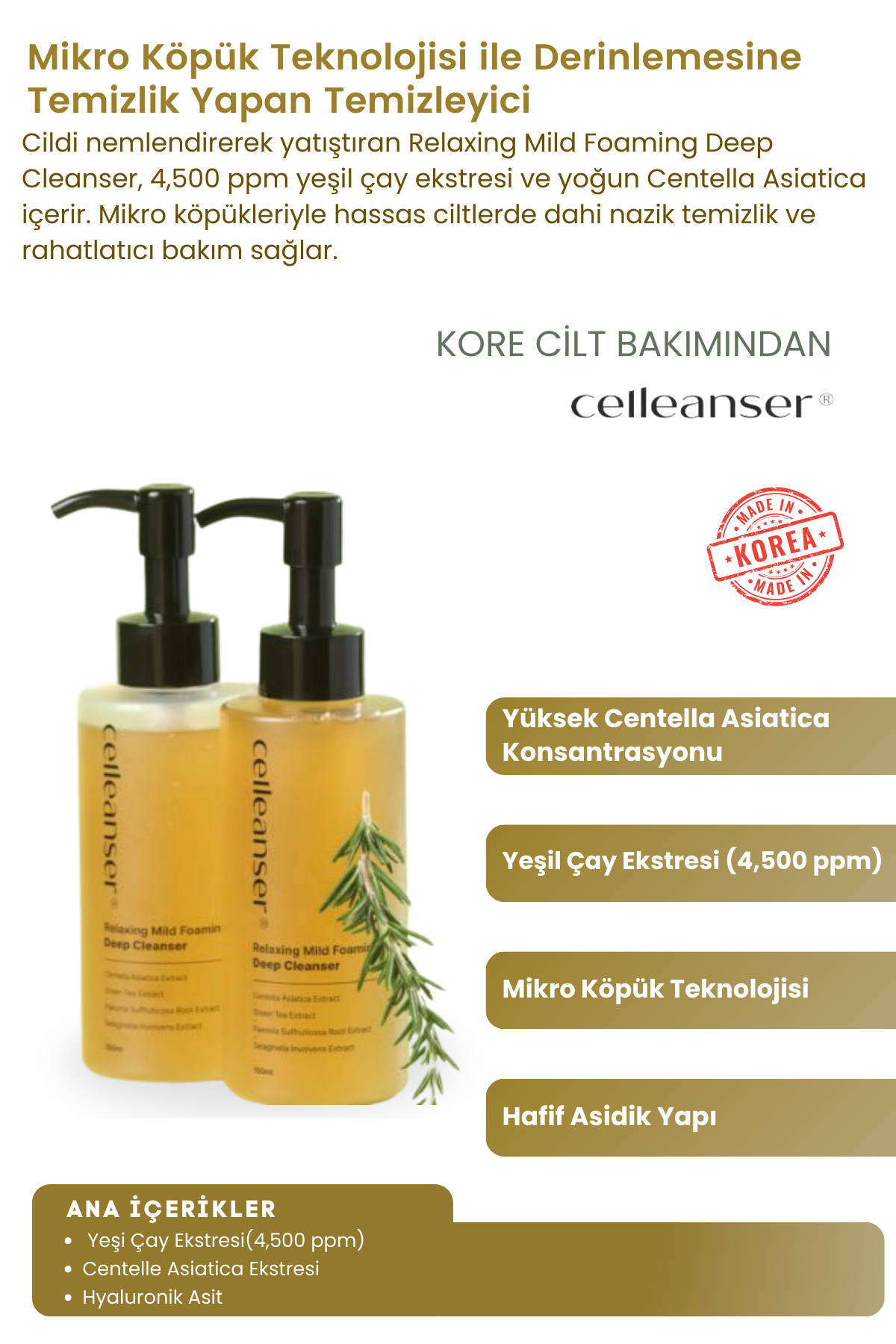 CELLEANSER Mikro Köpük Teknolojisi Ile Derinlemesine Temizlik Yapan Relaxing Mild Foaming Deep Cleanser