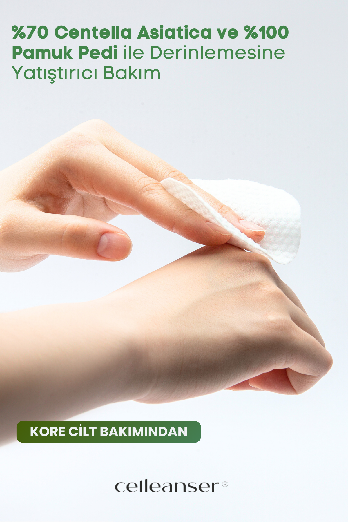 CELLEANSER Centella Asiatica Içeren %100 Pamuktan Yapılmış Nemlendirici Temizleme Pedi Therapy Toner Pad