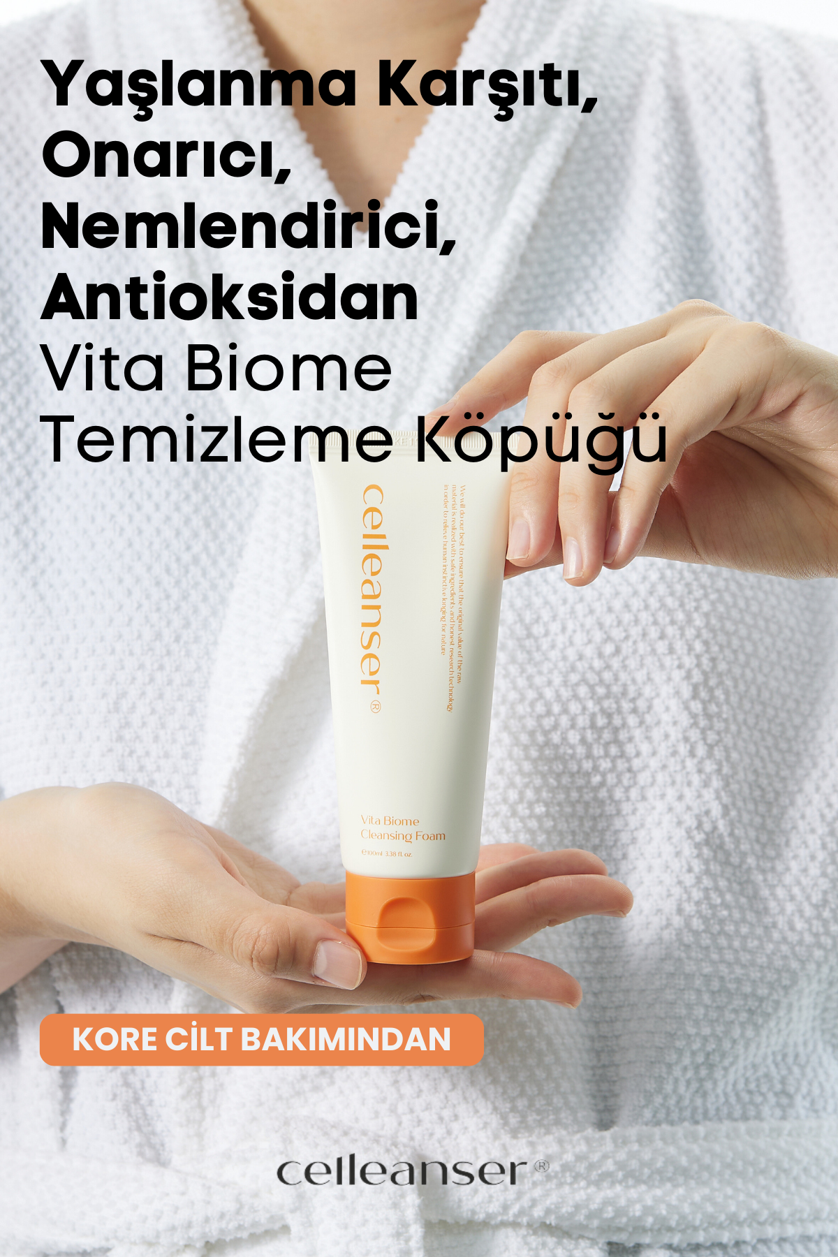 Celleanser Vita Biome Cleansing Foam 100 ml - Skin Care with Sea Buckthorn and Fermented Ingredients