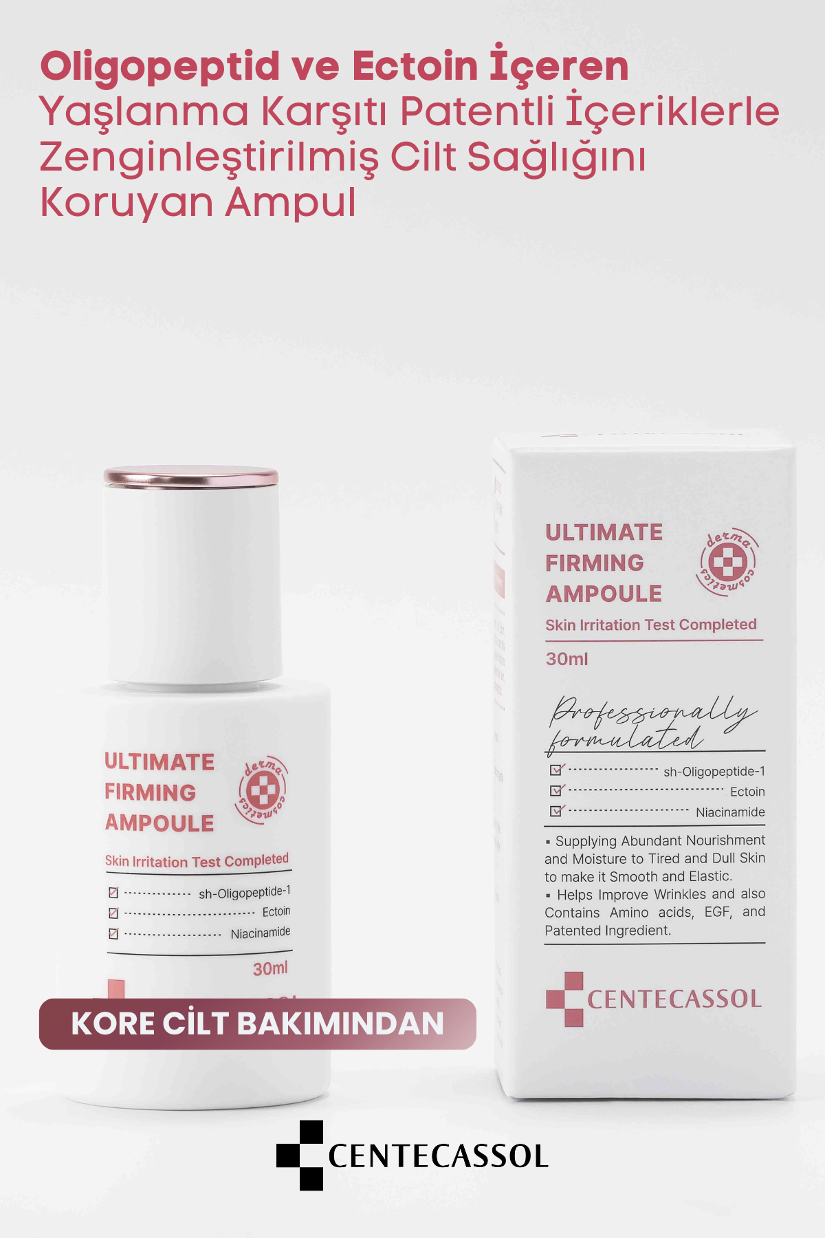 CENTECASSOL Peptit ve Ectoin Kompleksiyle Yaşlanma Karşıtı, Nemlendirici, Onarıcı Serum