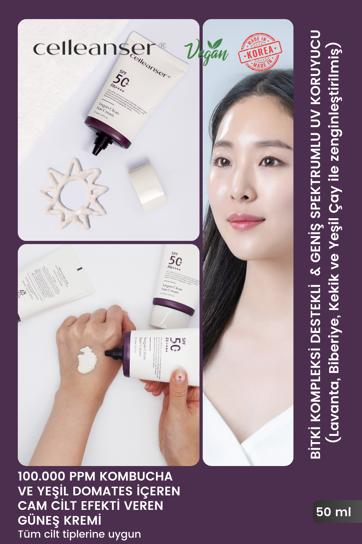 Celleanser Vegan Sunscreen with Kombucha PA++++ - Antioxidant and Moisturizer