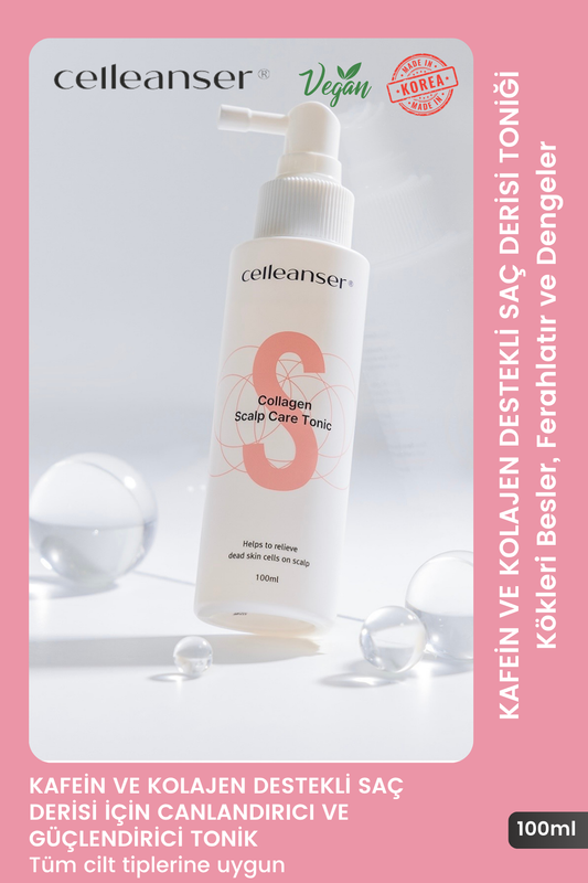 CELLEANSER Collagen Scalp Care Tonic - Kafein ve Kolajen Destekli Canlandırıcı Saç Derisi Toniği
