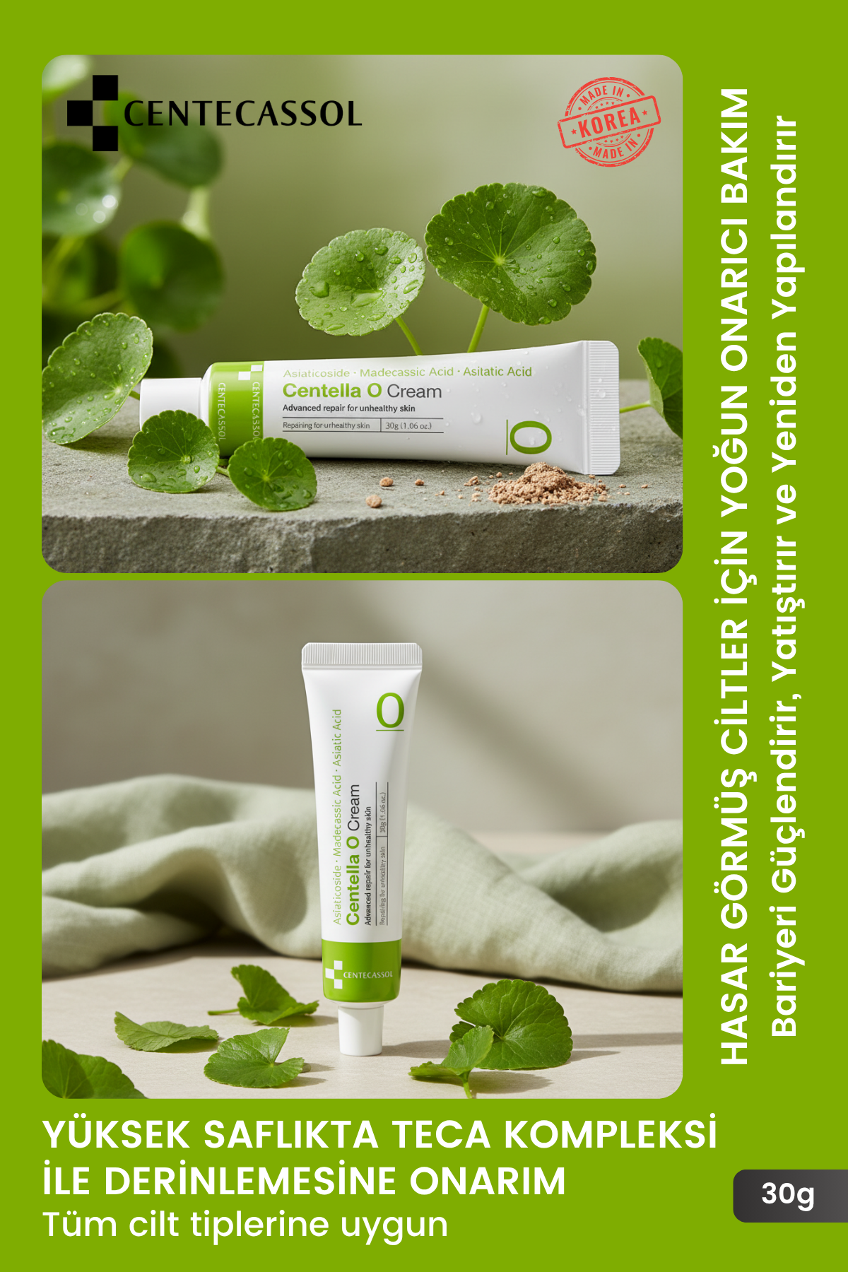 CENTECASSOL Centella O Cream - Yıpranmış Ciltler İçin TECA Kompleksli Yenileyici ve Aydınlatıcı Kore Onarım Kremi