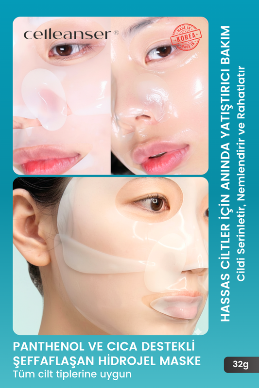 CELLEANSER MENTAVİTA Calming Fresh Hydrogel Mask - Panthenol ve Cica Destekli Serinletici SOS Bakım Maskesi