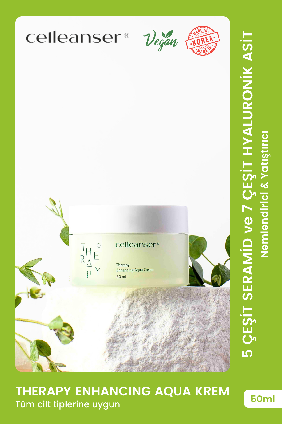 5 Seramid ve 7 Hyaluronik Asit İçeren Nemlendirici ve Yatıştırıcı Therapy Enhancing Aqua Krem