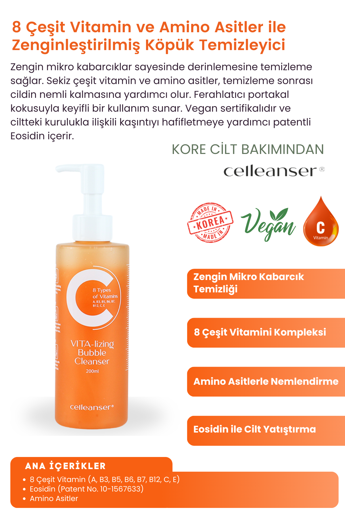 Celleanser Vita-lizing Bubble Cleanser: Foaming Skin Purifier with Vitamin Content