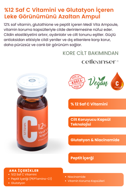 CELLEANSER %12 Saf C Vitaminli Leke Karşıtı Ve Aydınlatıcı Peptitli Serum