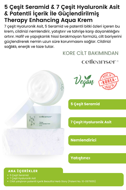 5 Seramid ve 7 Hyaluronik Asit İçeren Nemlendirici ve Yatıştırıcı Therapy Enhancing Aqua Krem