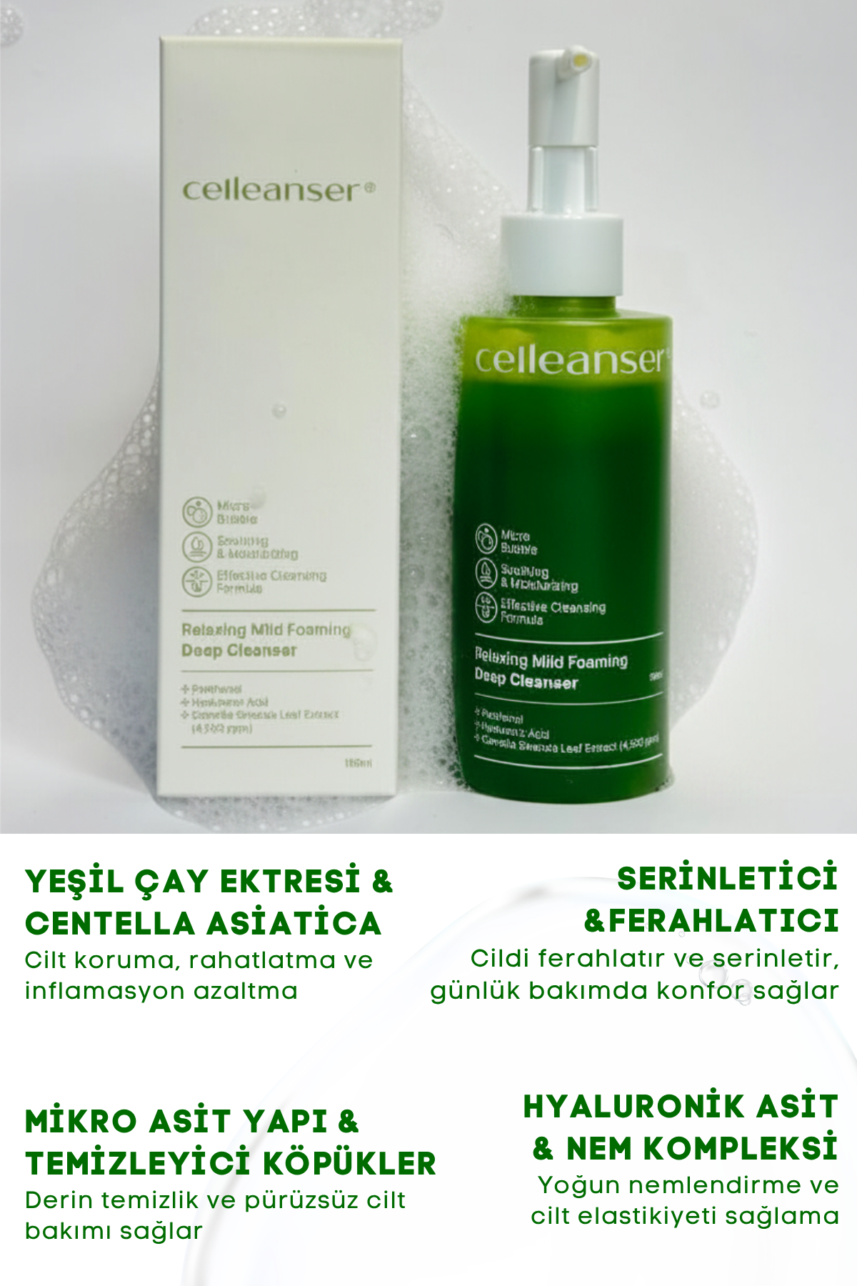 CELLEANSER Mikro Köpük Teknolojisi Ile Derinlemesine Temizlik Yapan Relaxing Mild Foaming Deep Cleanser
