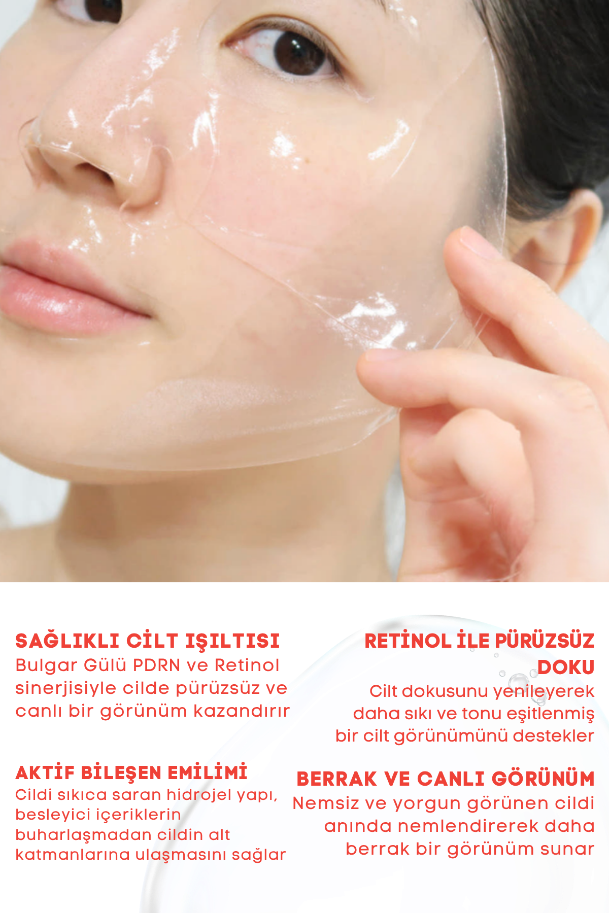 CELLEANSER ROSETINOL Bulgar Gülü PDRN & Retinol Aydınlatıcı Kore Hidrojel Maske - Yenileyici ve Işıltı Verici Cilt Bakımı