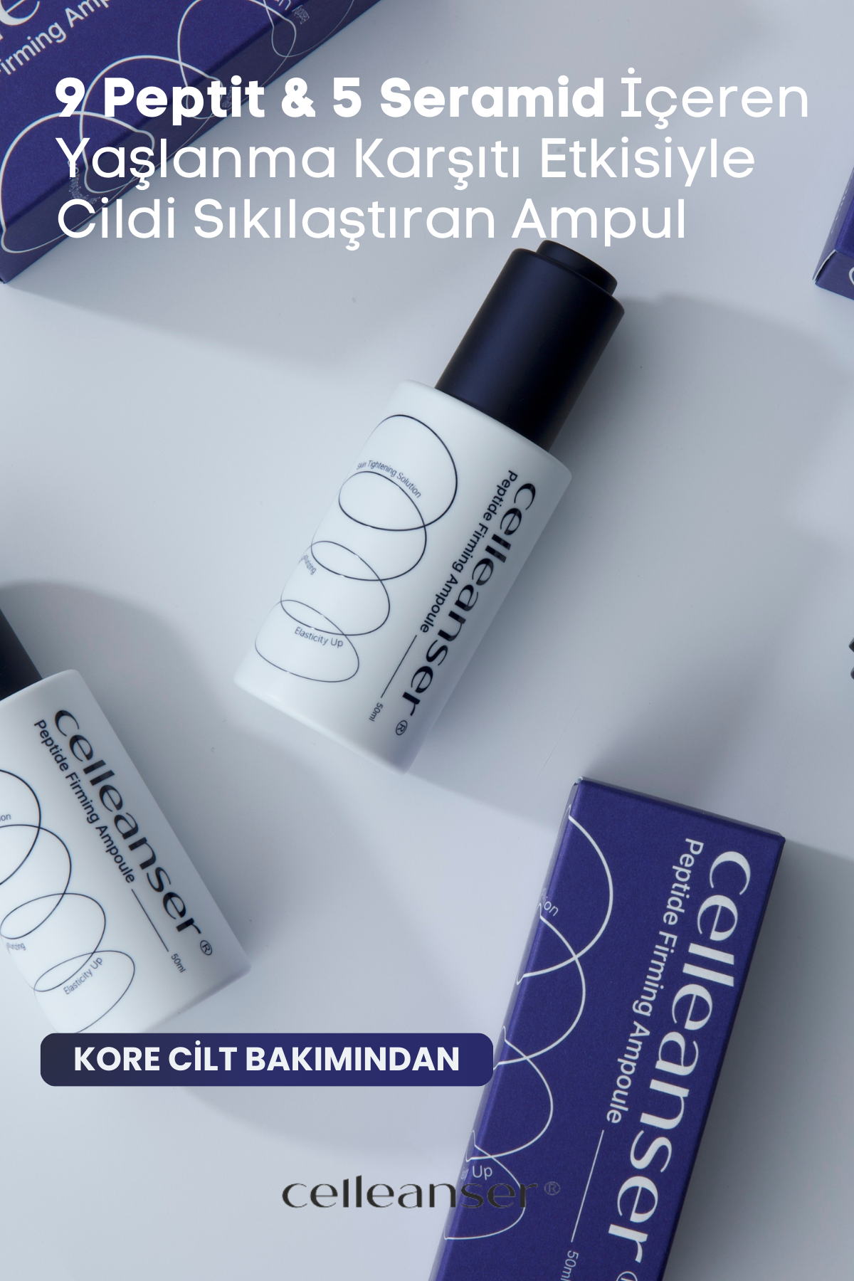 CELLEANSER Kırışıklıkları Karşıtı, Elastikiyet Arttırıcı, Cilt Sıkılaştırıcı Peptitli Serum