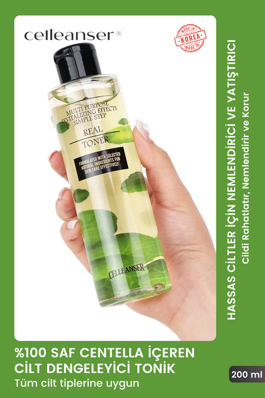 Celleanser Centella Asiatica Toner 200 ml - Natural and Alcohol-Free Sensitive Skin Tonic