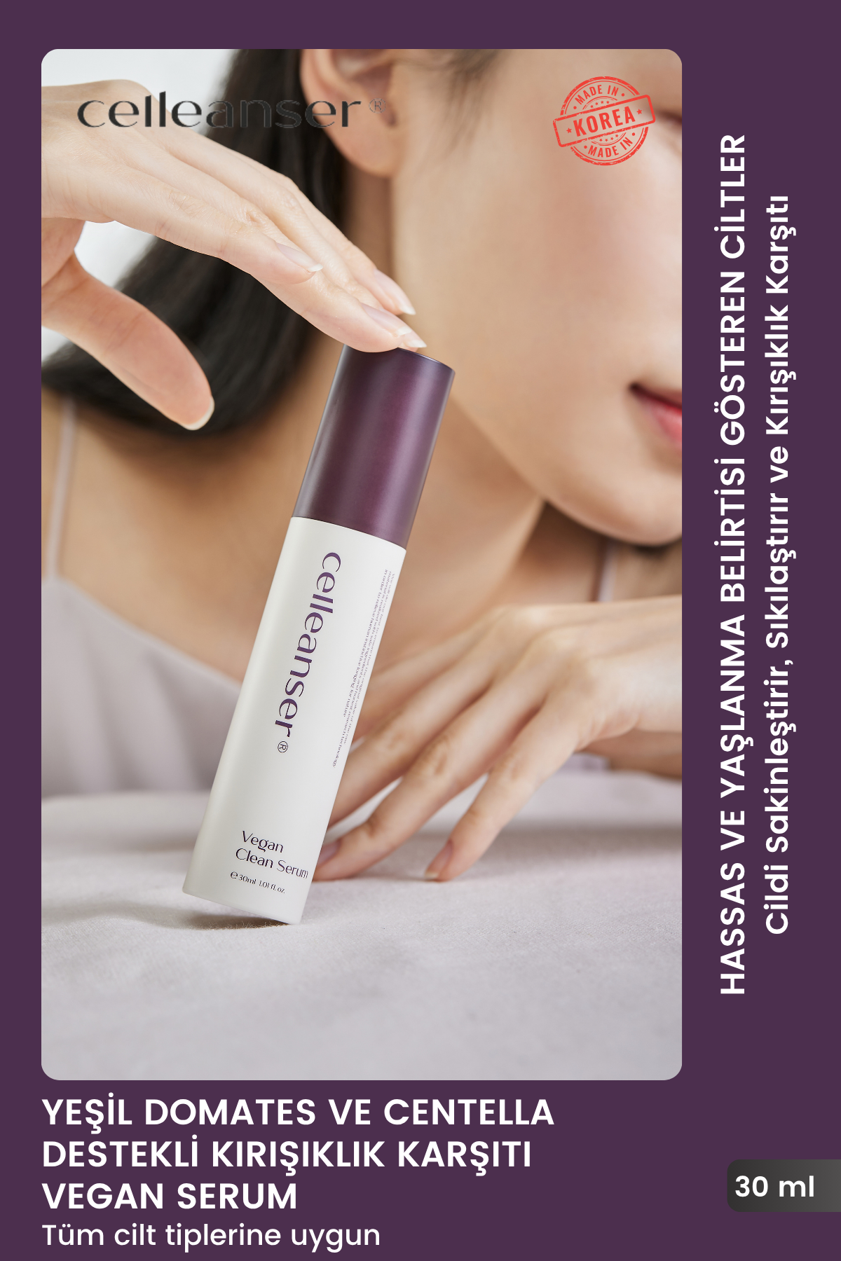 Celleanser Vegan Clean Serum 30 ml - Soothing Control Serum for Sensitive Skin
