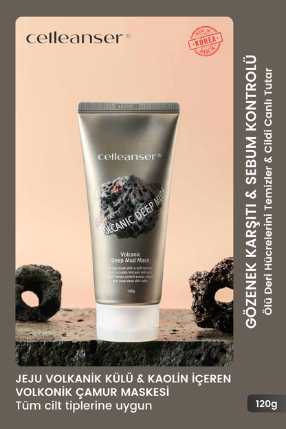 Celleanser Volcanic Deep Mud Mask - Volcanic Mask for Deep Cleansing and Sebum Control