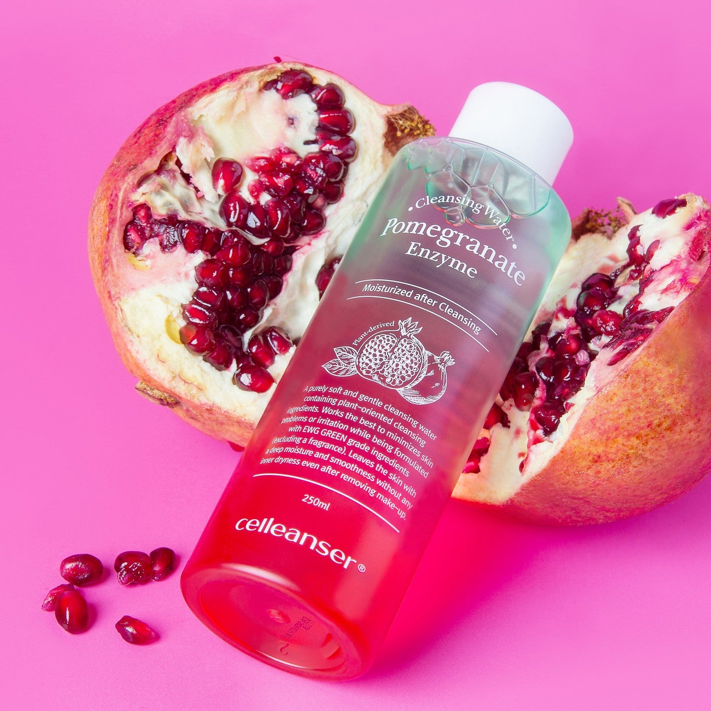 Celleanser Pomegranate Enzyme Cleansing Water - EWG Approved Cleansing for Sensitive Skin