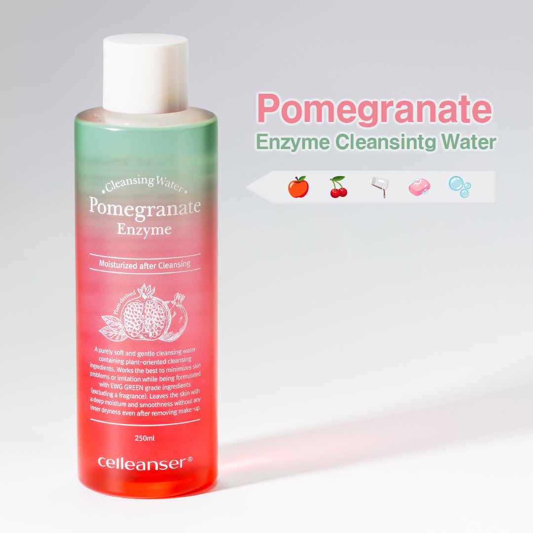 Celleanser Pomegranate Enzyme Cleansing Water - EWG Approved Cleansing for Sensitive Skin