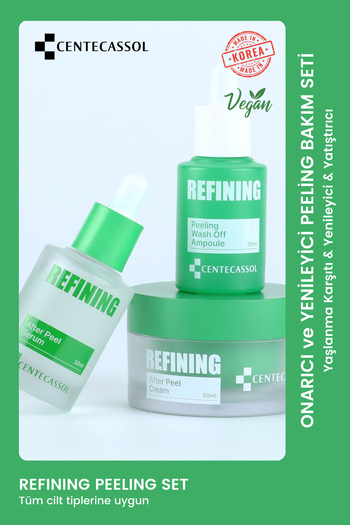 CENTECASSOL Yaşlanma Karşıtı & Yenileyici & Onarıcı & Yatıştırıcı Refining Peeling Bakım Seti