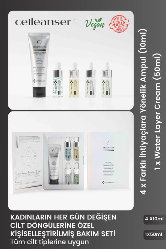 CENTECASSOL Reset Skin Kit 5’li Kore Cilt Bakım Seti – Ampul ve Nemlendirici Krem Seti