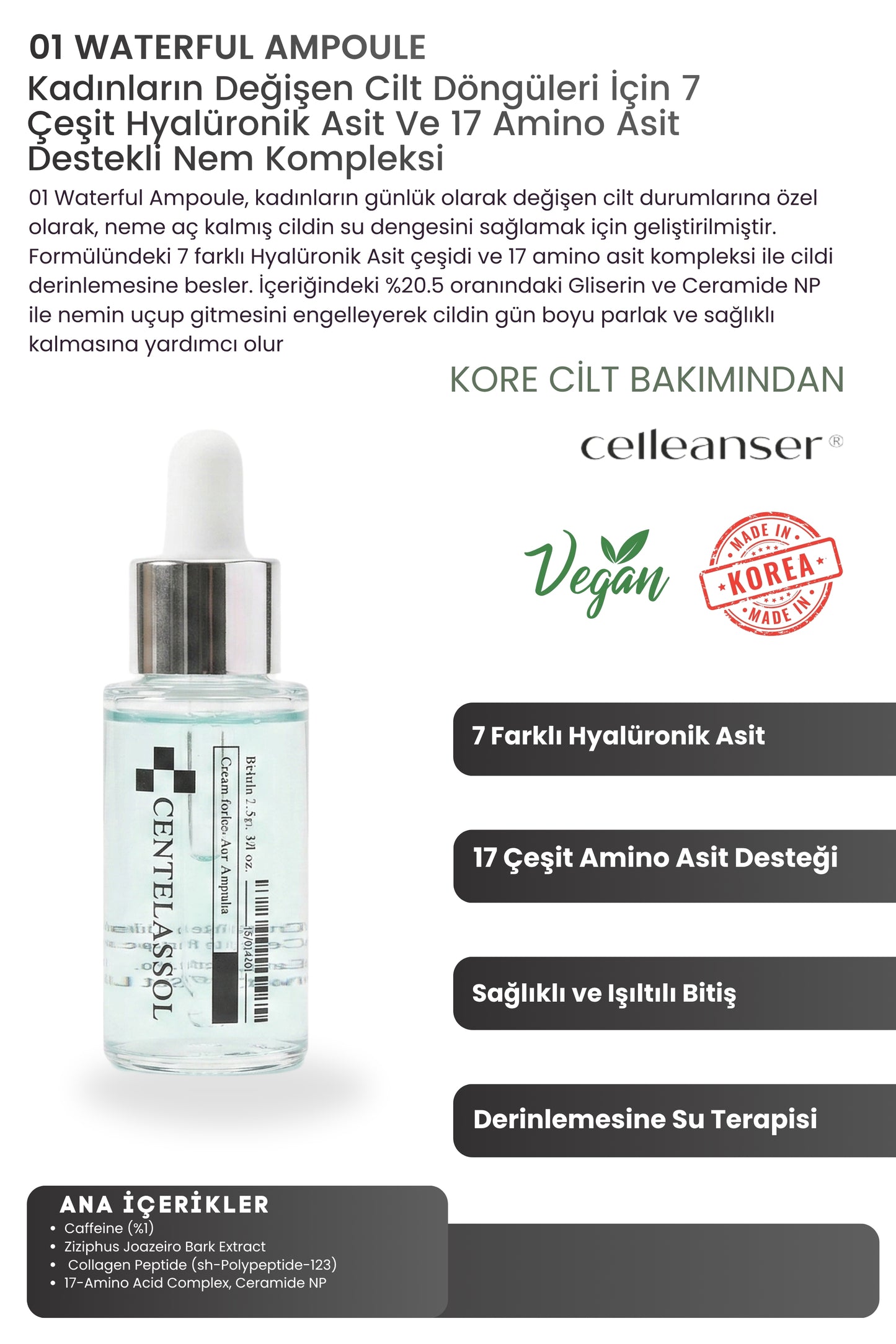 CENTECASSOL Reset Skin Kit 5’li Kore Cilt Bakım Seti – Ampul ve Nemlendirici Krem Seti