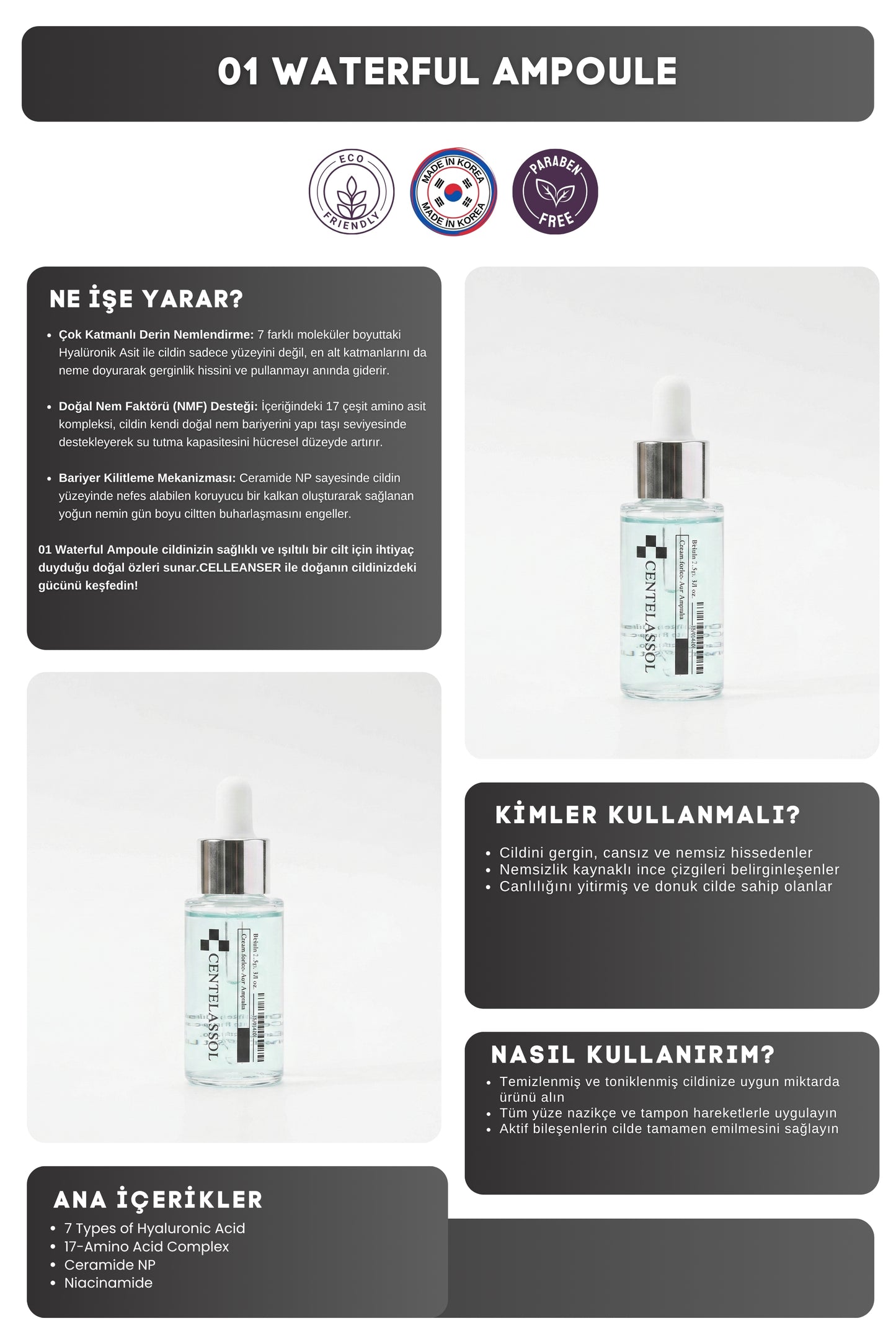 CENTECASSOL Reset Skin Kit 5’li Kore Cilt Bakım Seti – Ampul ve Nemlendirici Krem Seti