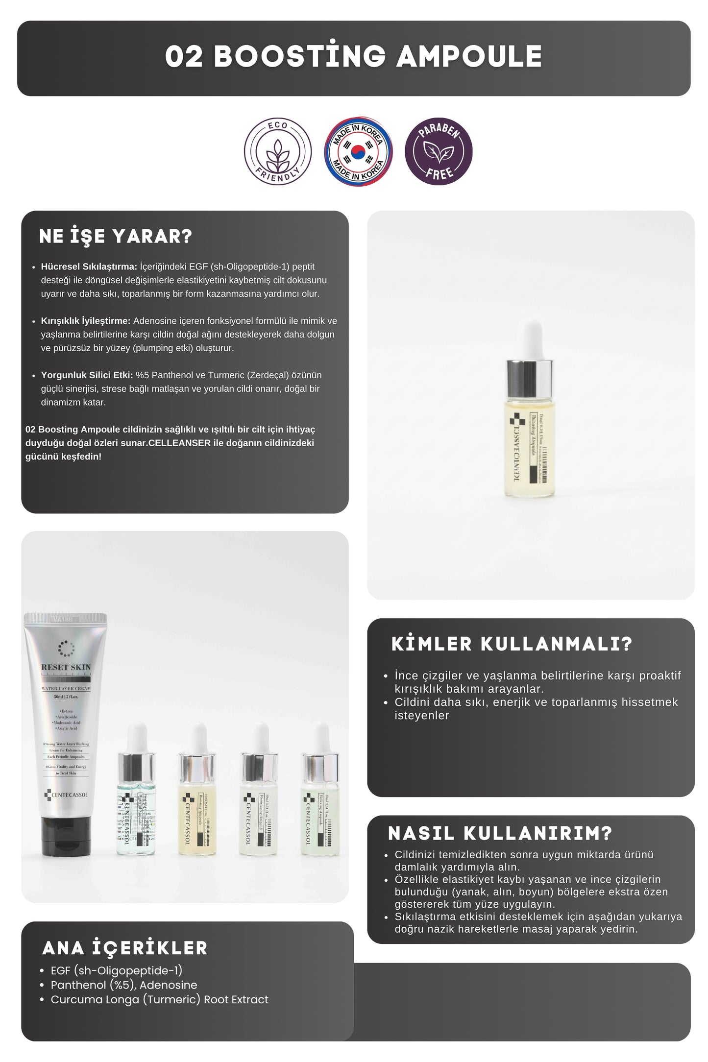 CENTECASSOL Reset Skin Kit 5’li Kore Cilt Bakım Seti – Ampul ve Nemlendirici Krem Seti