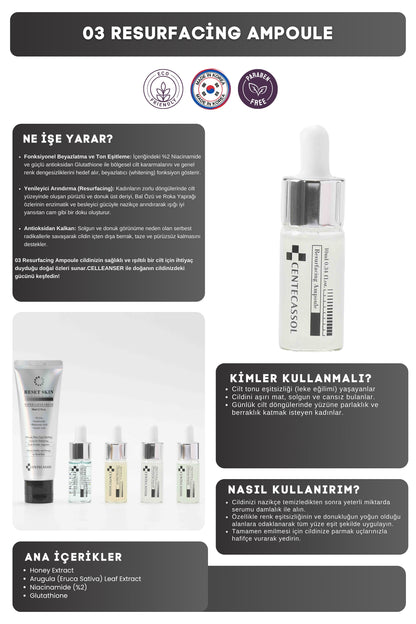 CENTECASSOL Reset Skin Kit 5’li Kore Cilt Bakım Seti – Ampul ve Nemlendirici Krem Seti