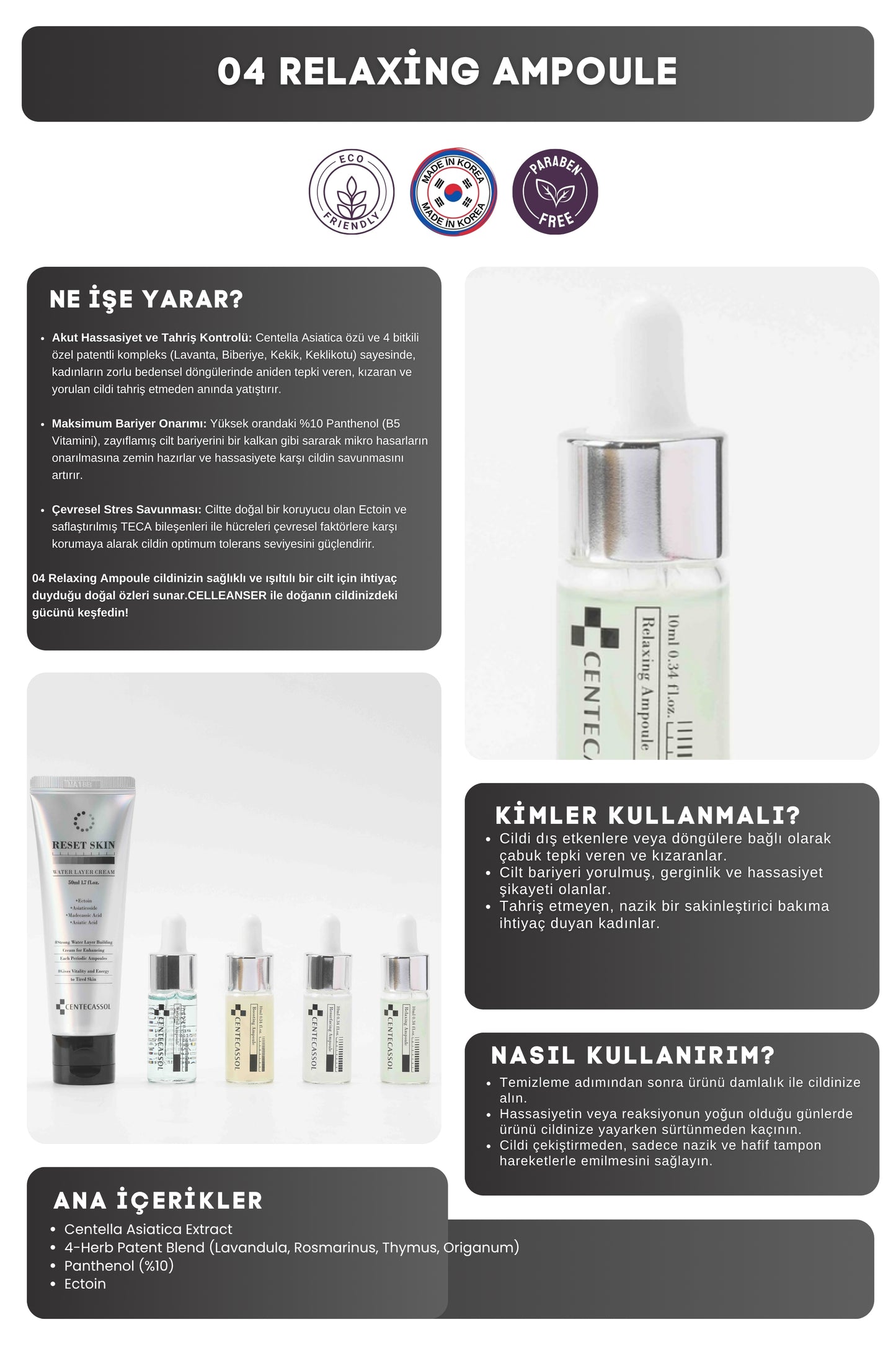 CENTECASSOL Reset Skin Kit 5’li Kore Cilt Bakım Seti – Ampul ve Nemlendirici Krem Seti